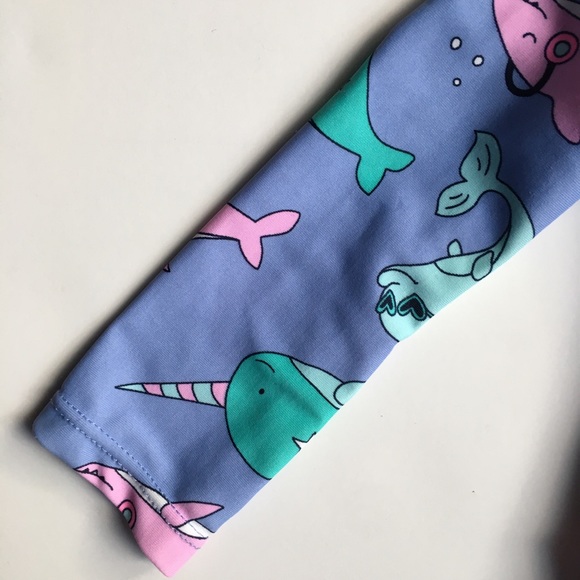 OshKosh B'gosh one piece Swimsuit 6 months long sleeves purple Narwhal shark - Picture 11 of 12